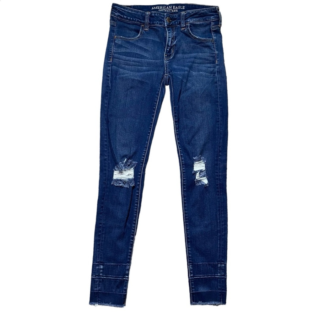 American Eagle Super Stretch Jegging Dark Wash Distressed Women’s 4
